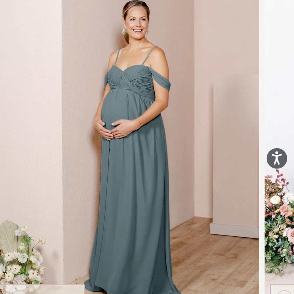 Revelry Eucalyptus Kennedy Adjustable Maternity Chiffon Gown